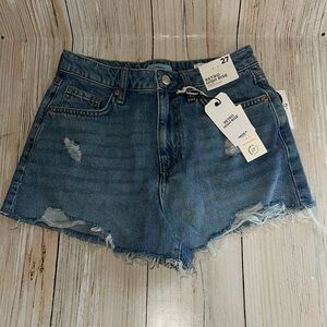 Forever 21 Blue Jean Shorts High-Waisted Frayed